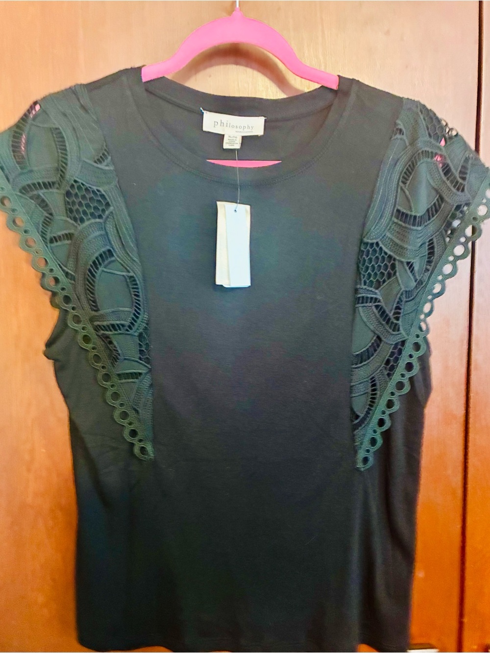 Philosophy Black Lace-Trim Sleeveless Tank